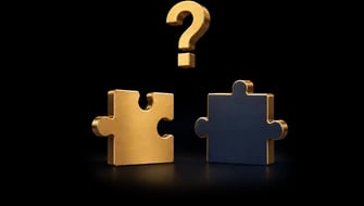 Pezzi di puzzle dorati con un punto interrogativo